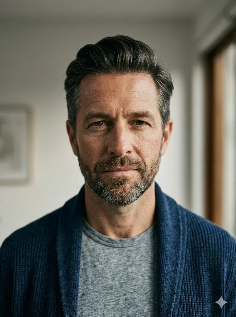 Man with determined expression